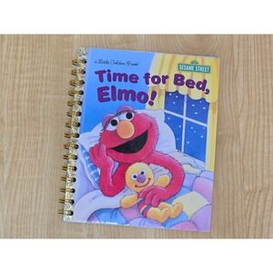 'Time for Bed Elmo' Little Golden Book Upcycled Journal- 40+ Pages- Handmade